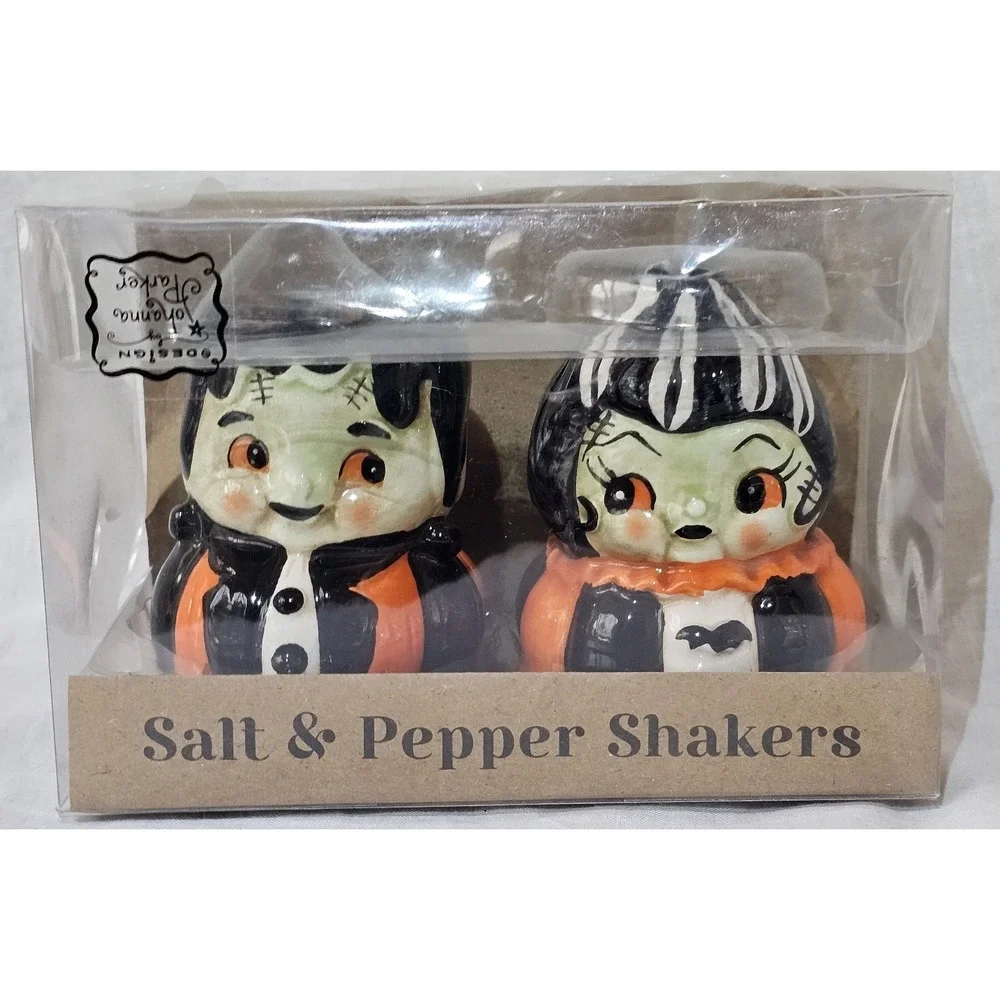 Johanna Parker Frankenstein Couple ~ Salt & Pepper Set Halloween Cute
